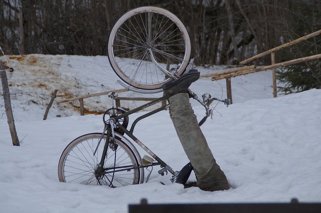 bike stuck in snow